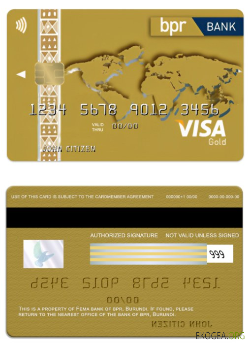 Carte de crédit Visa Gold de la banque BPR du Burundi